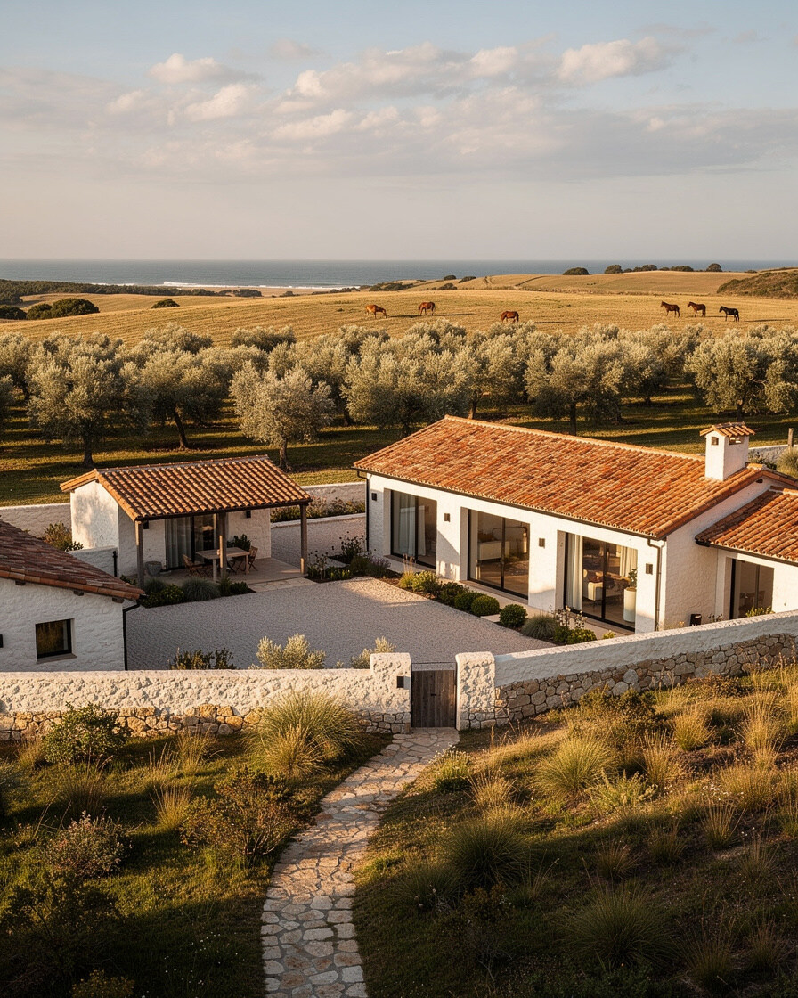 Rustic modern country estate near La Barra with olive trees