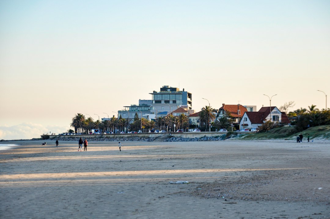 Aerial view of José Ignacio coastline at golden hour